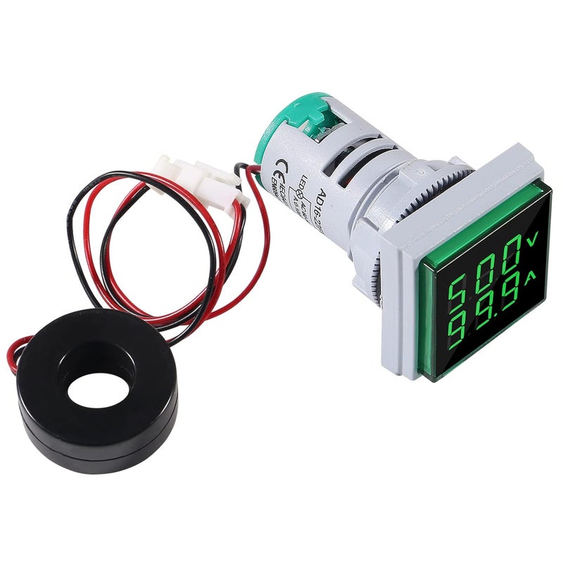 AiTrip 2Pack LED Display Voltmeter, Square Dual Display Voltmeter and Ammeter LED Digital Voltage Gauge AC 60-500V 0-100A Current Meter Indicator - Image 4